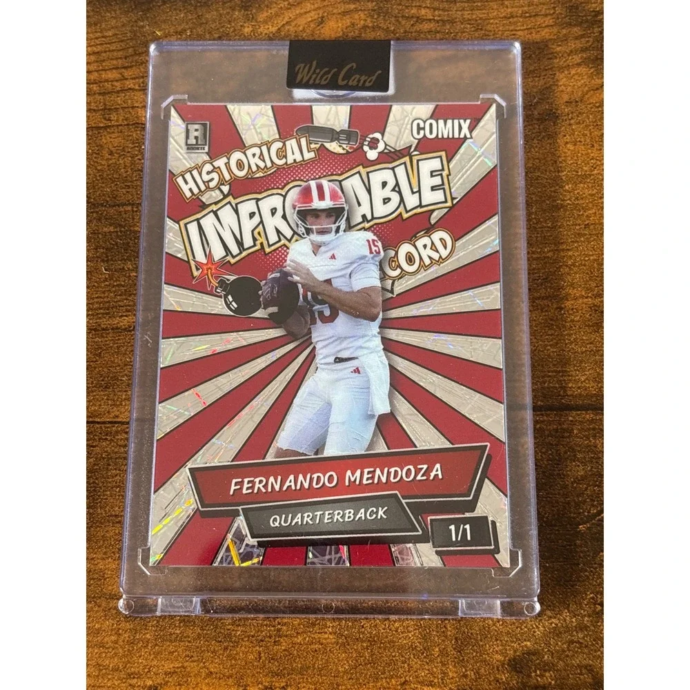 Wild Card 2025 Fernando Mendoza Comix Historical Improbable Record 1/1 Rookie QB
